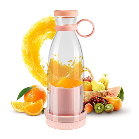 Portable Mini Juicer Bottle, Wireless Personal Size Juicer Blender for Smoothies and Shakes with 4 Blades (Bottle Shape)